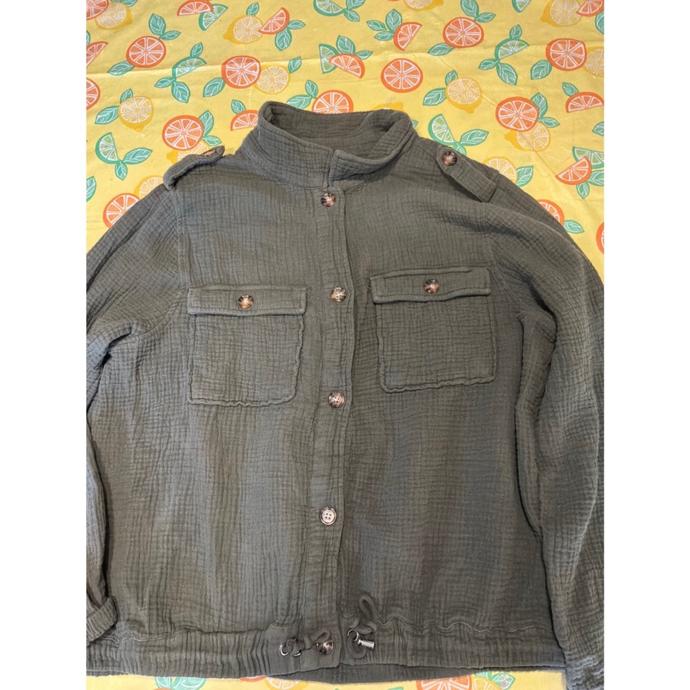 Utility Womens Time and‎ Tru Gauze Button Up Jacket XL Olive Green